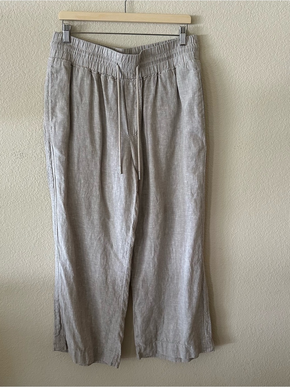 Quince Viral Wide-Leg Drawstring Light Taupe size L 100% Linen - Picture 2 of 4